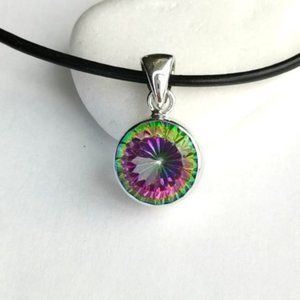NEW Mystic Topaz in Sterling Silver pendant necklace
